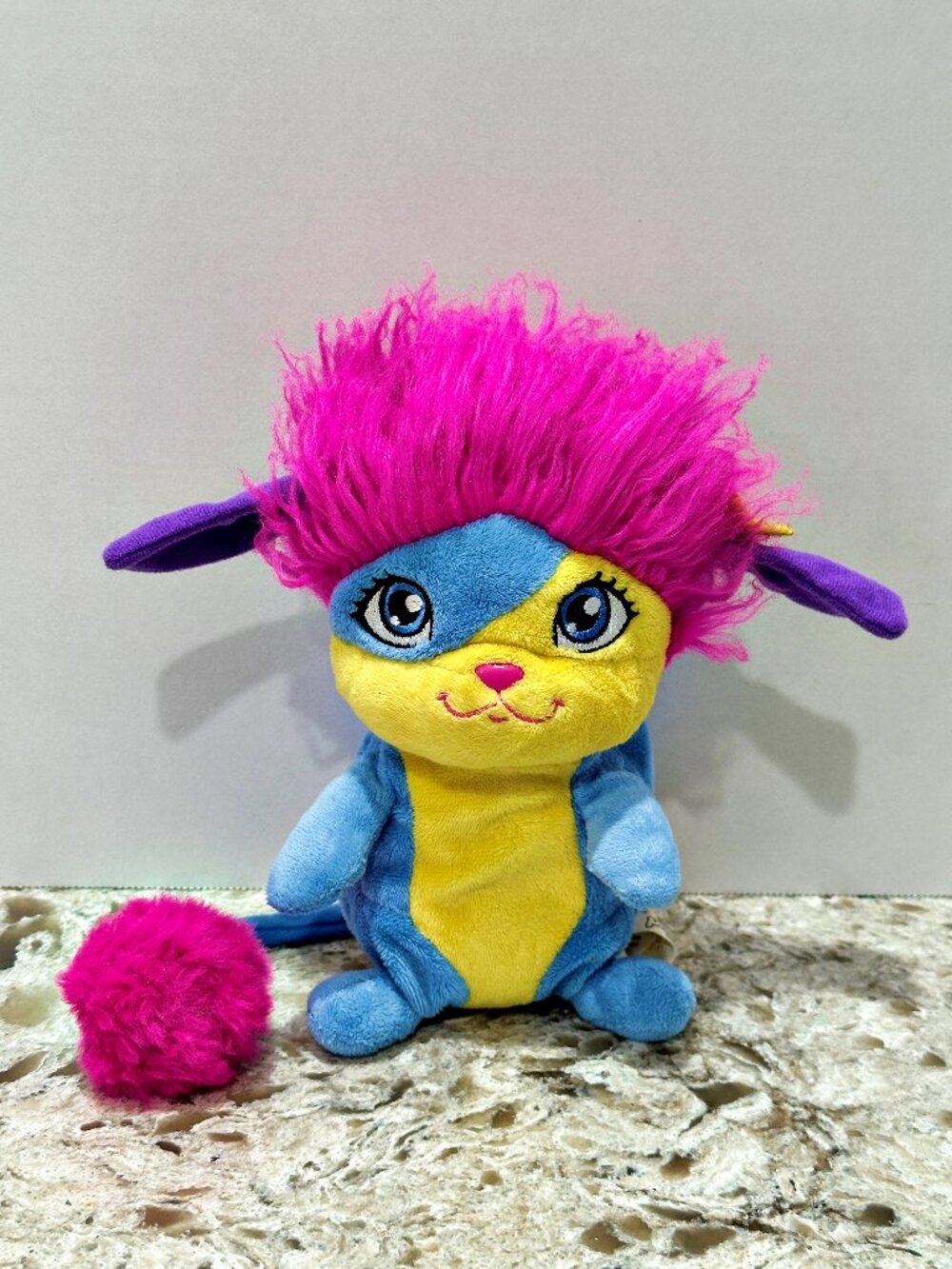 Popples Lulu Plush 8 Inch Stuffed Toy Pink Blue Yellow Spin Master 2015 Netflix